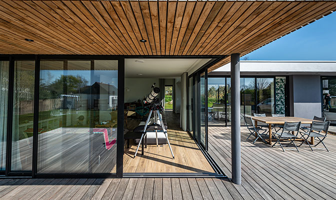 Baie coulissante angle sans poteau P70 CL